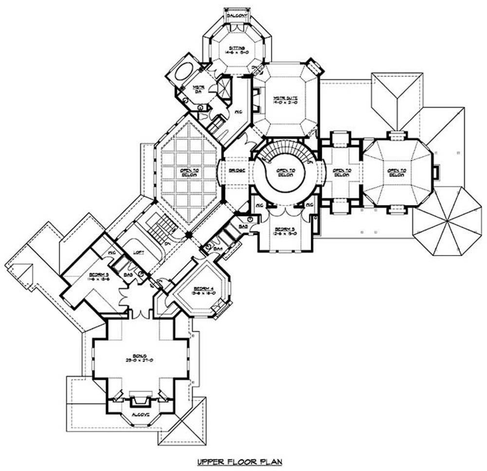 Floor Plan Second Story of Craftsman Plan #115-1414